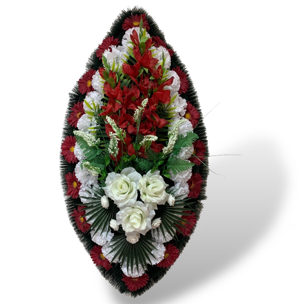 Венок на похороны артикул ВИЗ-026 – искусственные цветы, которые помогут выразить соболезнования. Доставка по городу, возможность оформления заказа онлайн по доступным ценам.