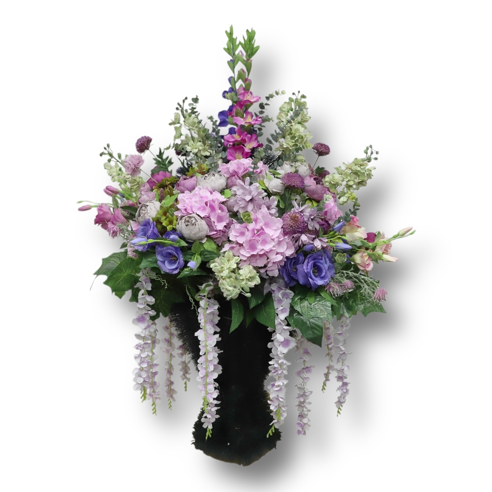 Арт. КИ-054 Корзина премиум из искусственных цветов на похороны 110 см.