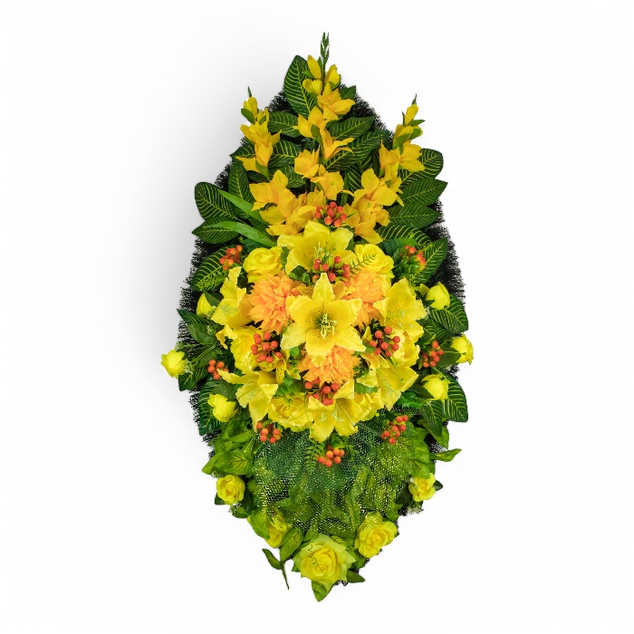 Ритуальный венок, эксклюзивный венок, искусственные цветы, похоронные атрибуты, ритуальные товары, венки на похороны, траурные аксессуары, мемориальные украшения, венок из искусственных цветов, эксклюзивные ритуальные изделия.