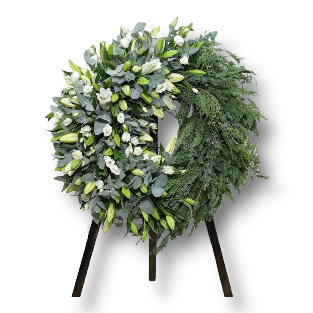 траурный венок, искусственные цветы, похоронные атрибуты, премиум класс, ритуальные товары, венок на похороны, траурные аксессуары, АРТ. ВП-022