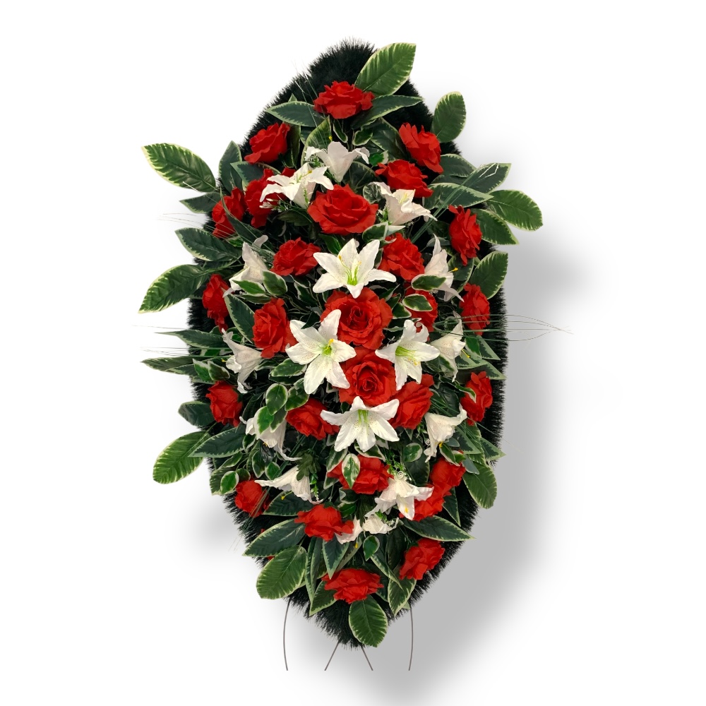 Ритуальный венок, венок на похороны, искусственные цветы, траурный венок, ритуальные принадлежности, венок для церемонии прощания, мемориальный венок, похоронные атрибуты, венок артикул ВИ-107.