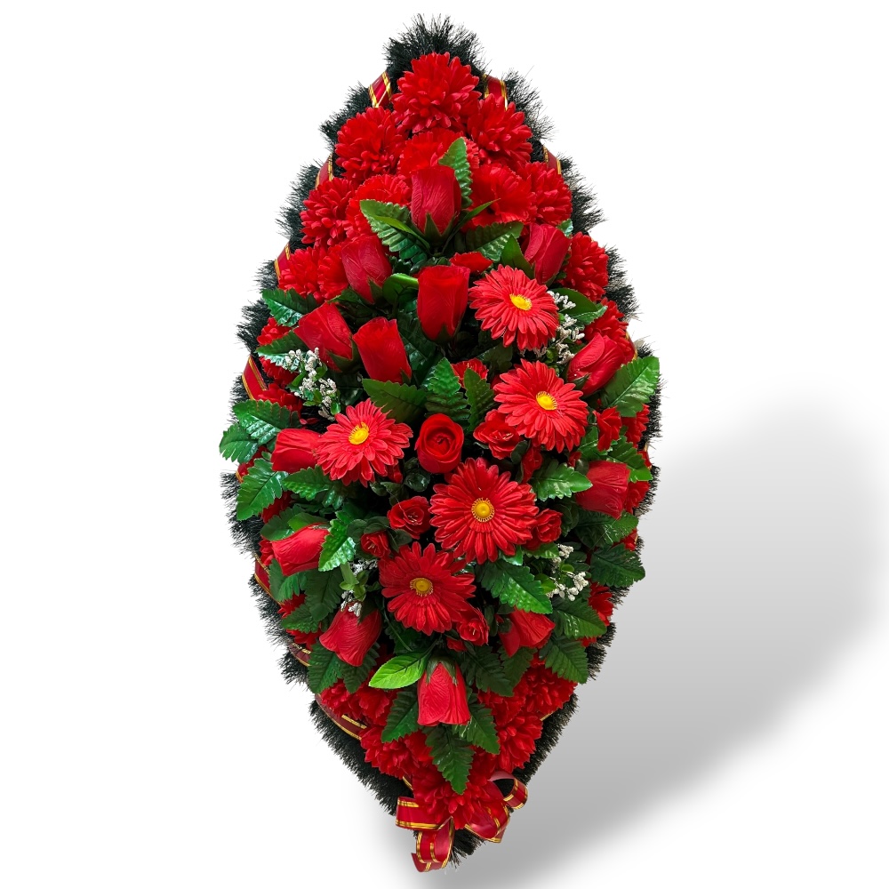 Арт. ВИЗ-001 Венок  на похороны из искусственных цветов 100 см.