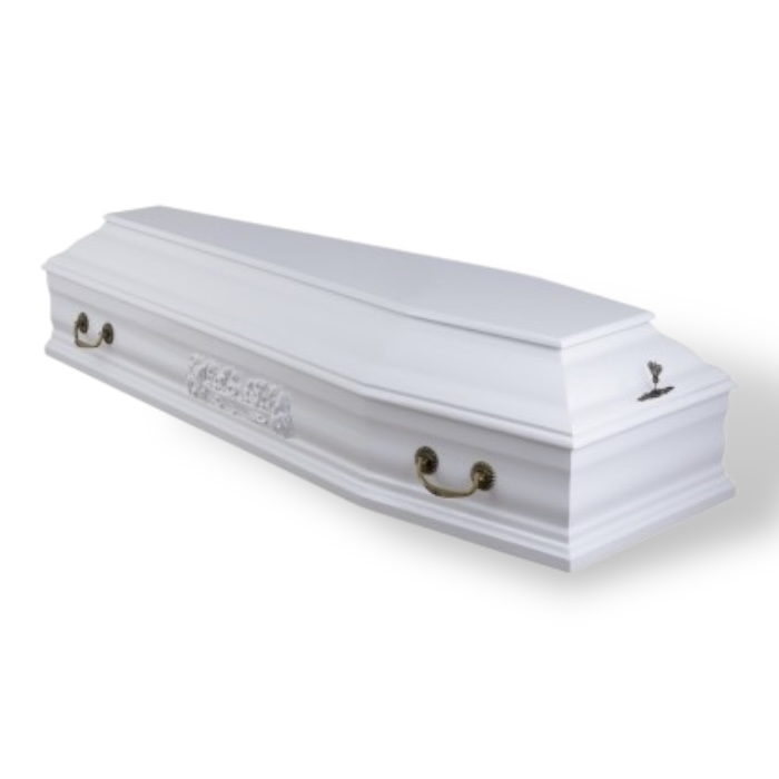 Гроб Б7 Престиж 6-ти гранный Тайное Вече Белый Колода