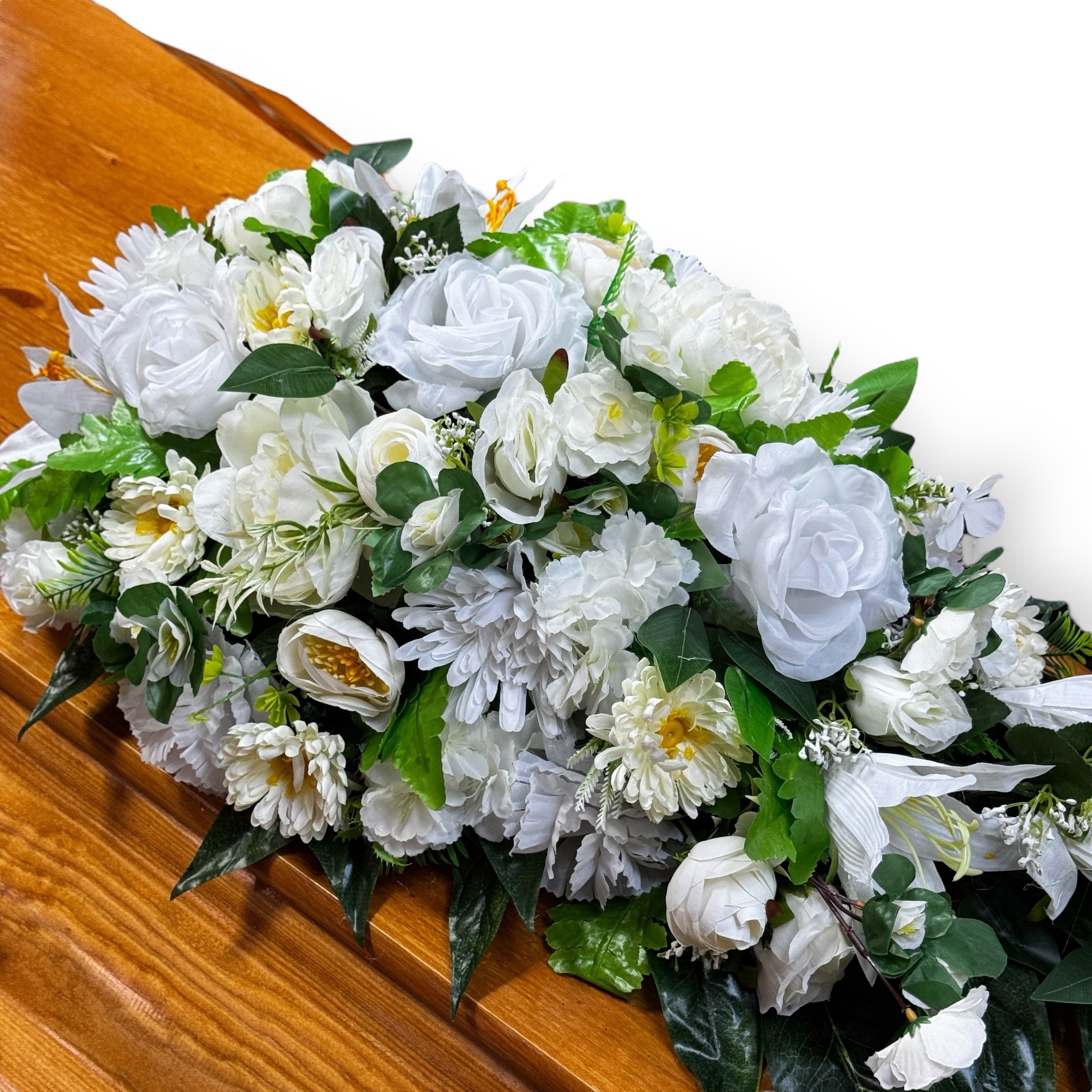 Арт. ИК-025 Композиция на гроб премиум из искусственных цветов 110 см.