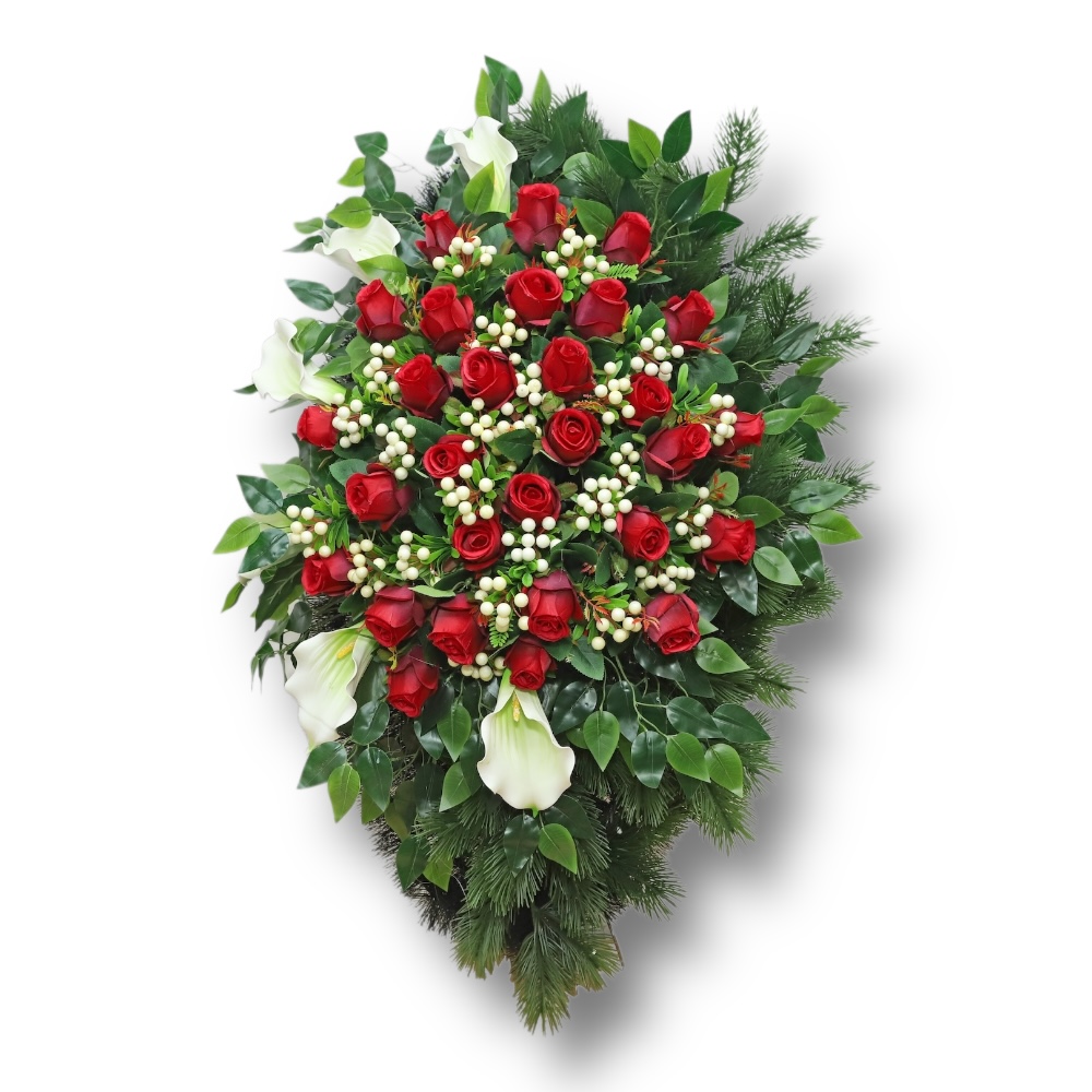 АРТ. ВП-029 Траурный венок из искусственных цветов "Премиум" на похороны 140 см.