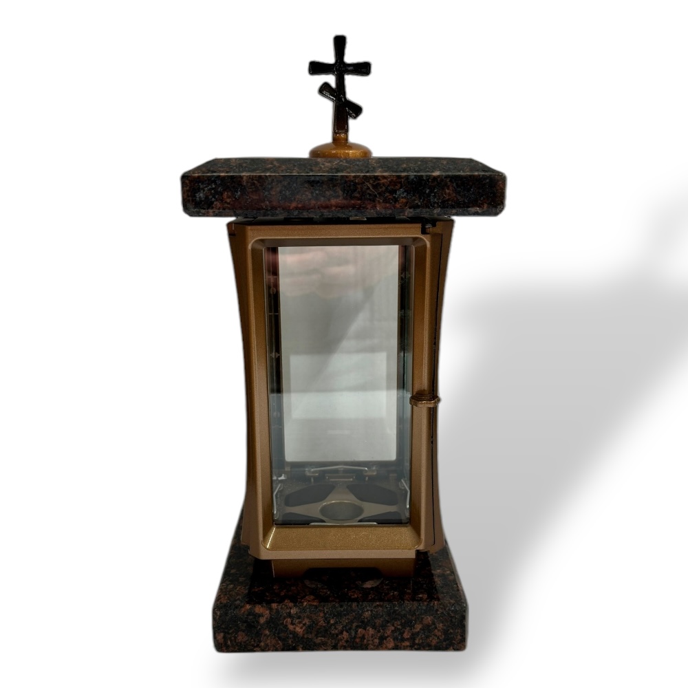 Арт. ЛГ-006 Лампада гранитная на кладбище 30 см. Габбро-диабаз гранит