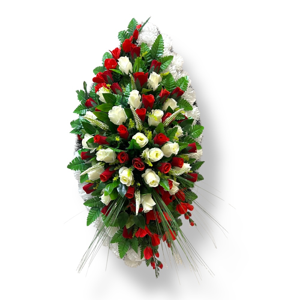 Арт. ВИ-053 Ритуальный венок из искусственных цветов на похороны 100 см.