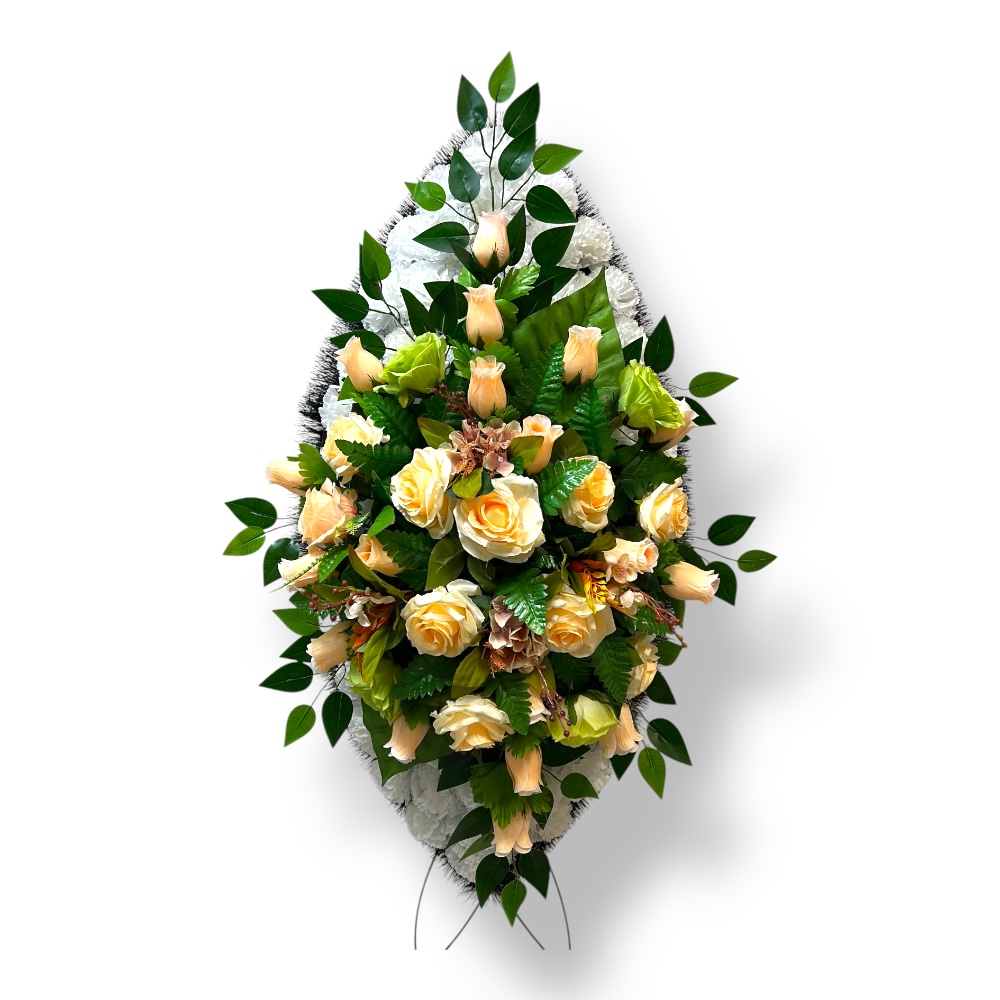 Ритуальный венок, венок на похороны, искусственные цветы, траурный венок, ритуальные принадлежности, венок для церемонии прощания, мемориальный венок, похоронные атрибуты, венок артикул ВИ-055.