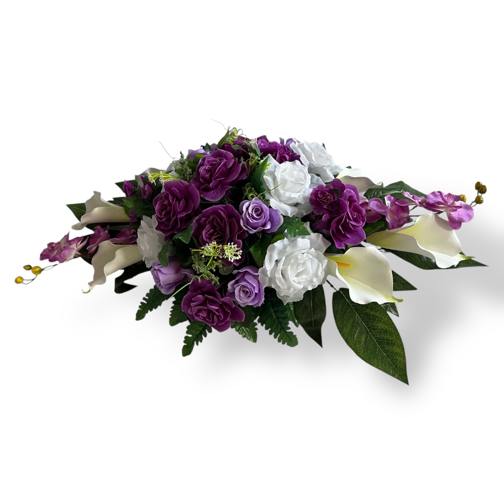 Арт. ИК-002 Композиция на гроб премиум из искусственных цветов 110 см.