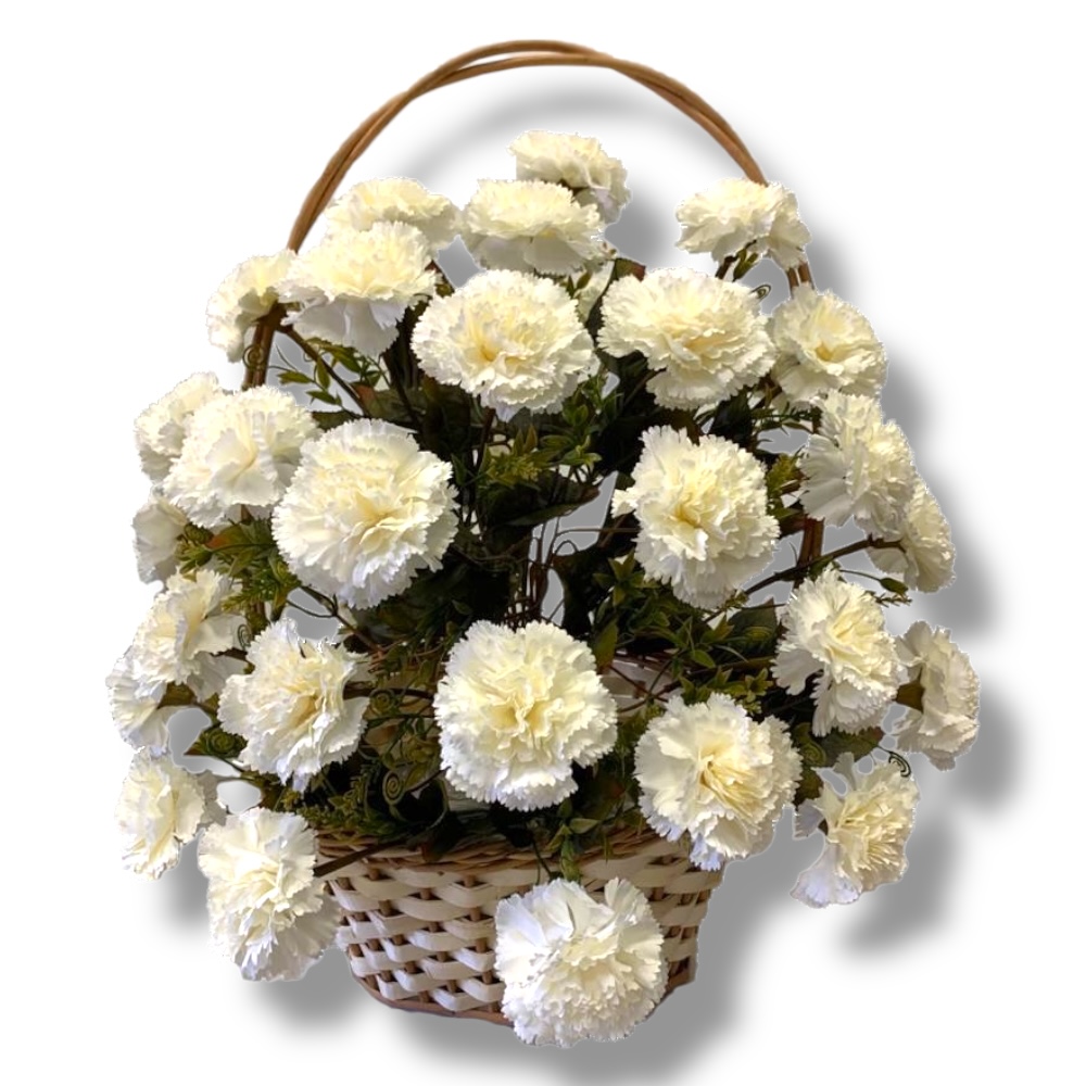 Арт. КИ-023 Корзина элитная на лозе для похорон из искусственных цветов 60 см. Белый
