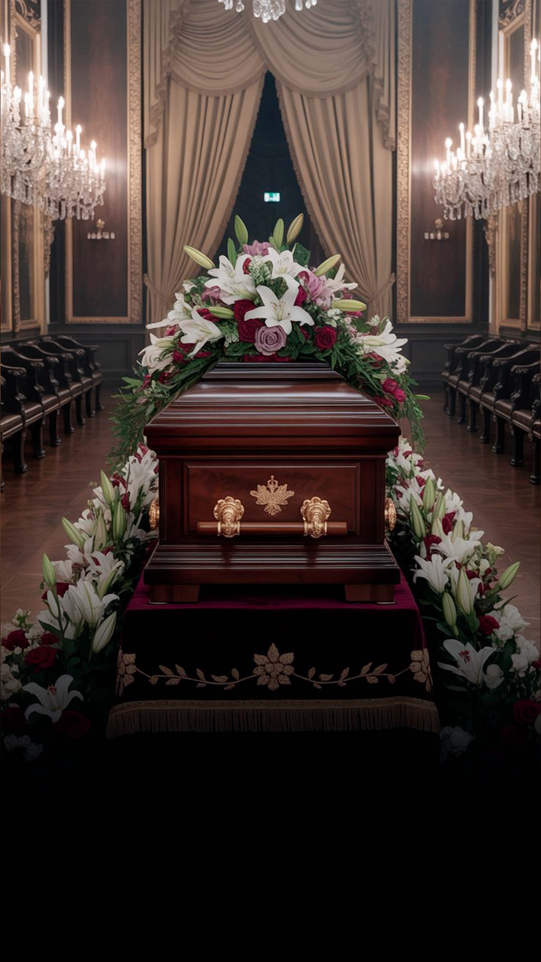 Оформление траурного зала цветами