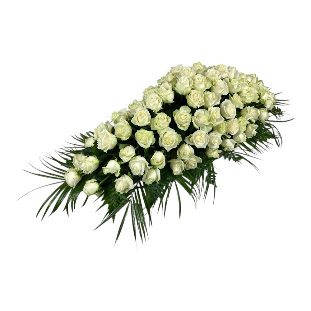 траурная композиция, живые цветы, розы на гроб, ритуальные цветы, траурные букеты, ТК-014