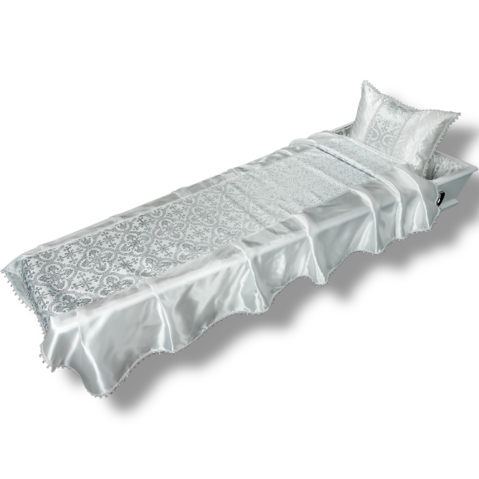 ритуальные товары, комплект в гроб, подушка покрывало, атлас парча, ритуальная атрибутика, похоронные принадлежности, ритуальное белье, ритуальные изделия, ритуальный текстиль.