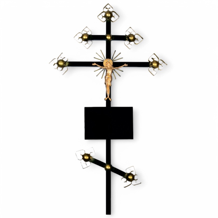 могильный крест, золотой крест, АРТ-75-4, ритуальные изделия, надгробные кресты, православный крест, мемориальный крест, золотые украшения, ритуальная атрибутика.