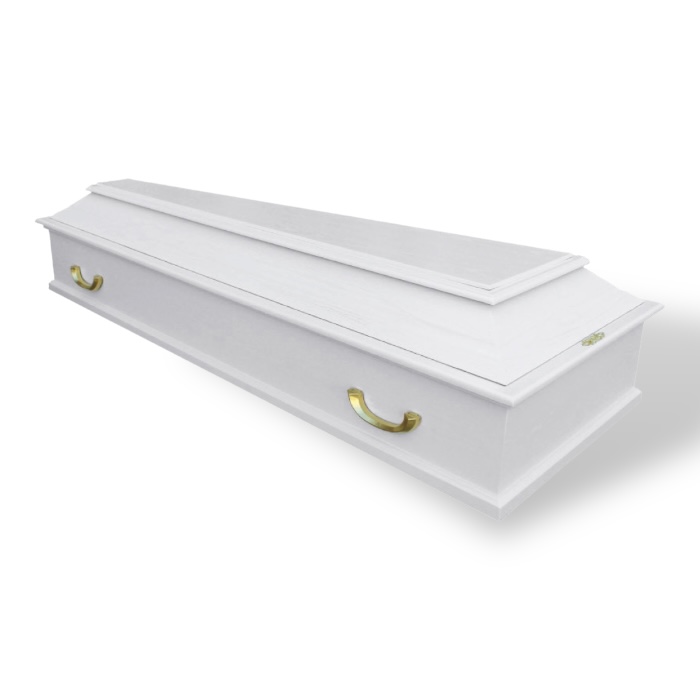 Гроб Сапеле 4-х гранный Белый Колода