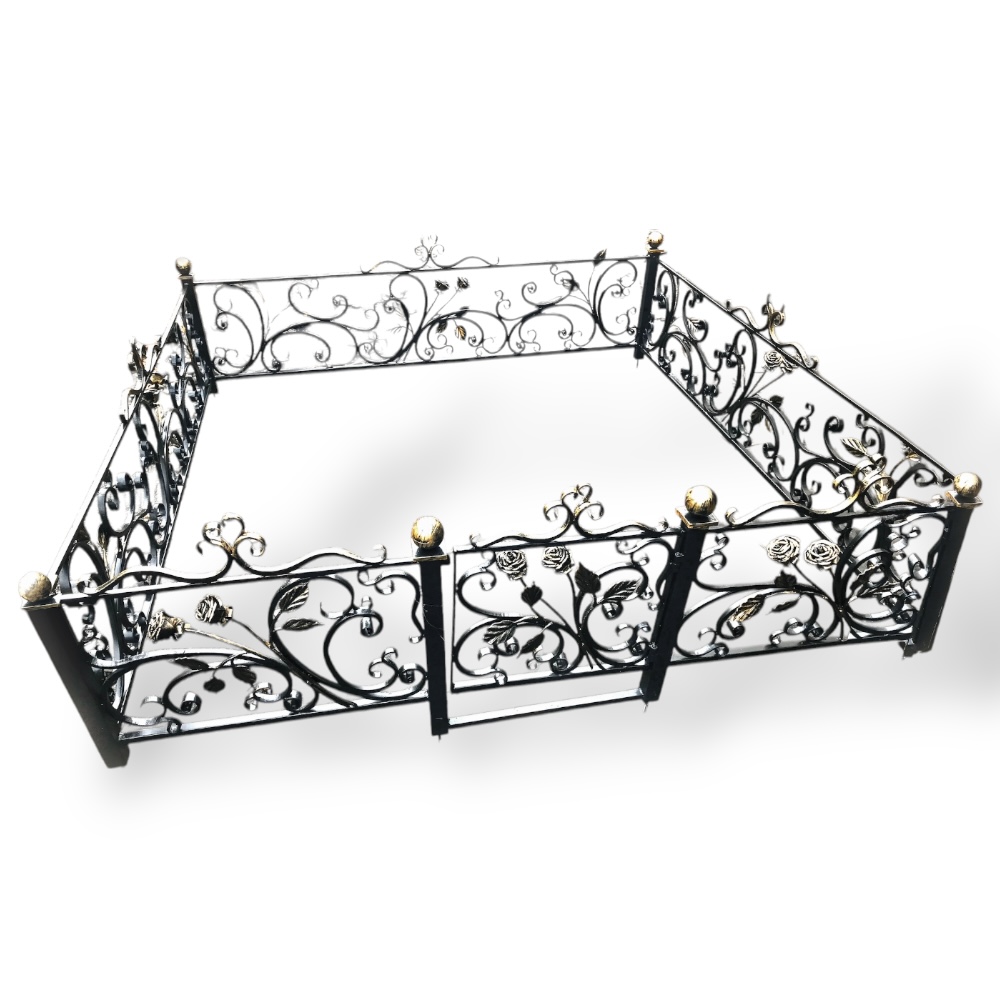 Арт. КО-054 Кованная ограда на могилу Версаль 1.8*2.0 м. Hammerite