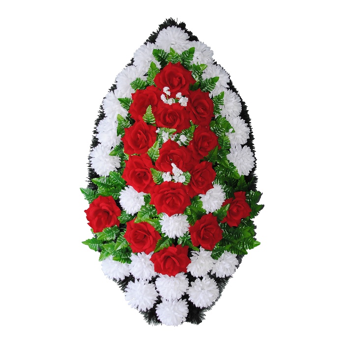 Арт. ВИЗ-039 Венок на похороны из искусственных цветов 100 см.