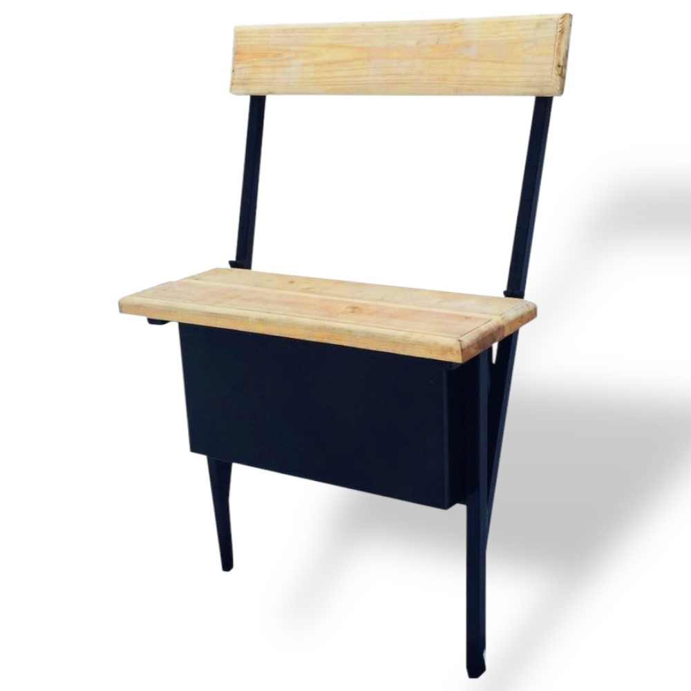 Арт. СМ-005 Лавка с ящиком со спинкой на могилу 750х300 Hammerite