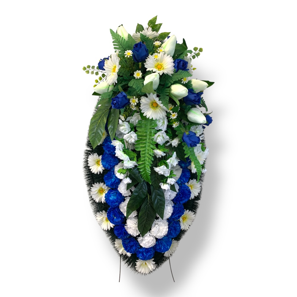 Арт. ВИ-110 Ритуальный венок из искусственных цветов на похороны 100 см.