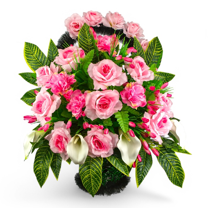 Корзина на похороны, корзина из искусственных цветов, элитные похоронные корзины, ритуальные корзины, искусственные цветы, траурные аксессуары, ритуальная атрибутика, похоронные принадлежности.