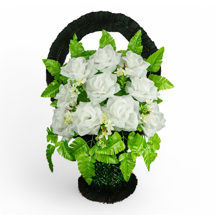 Арт. КИ-022 Корзина стандарт на похороны из искусственных цветов 60 см.