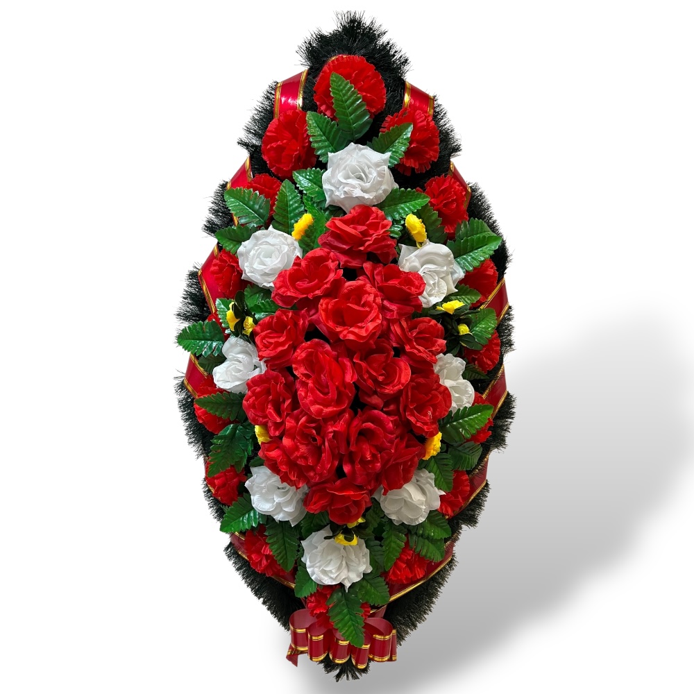 Арт.ВИЗ-002 Венок на похороны из искусственных цветов 100 см.