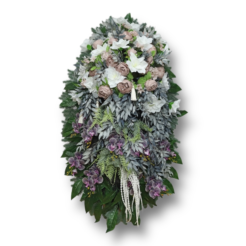 АРТ. ВП-026 Траурный венок из искусственных цветов "Премиум" на похороны 140 см.0
