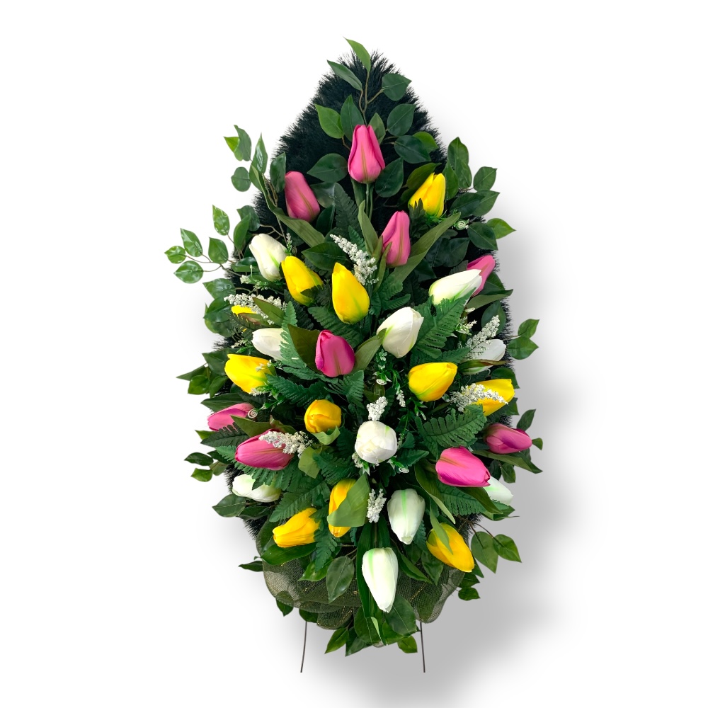Ритуальный венок, венок на похороны, искусственные цветы, траурный венок, ритуальные принадлежности, венок для церемонии прощания, мемориальный венок, похоронные атрибуты, венок артикул ВИ-130.