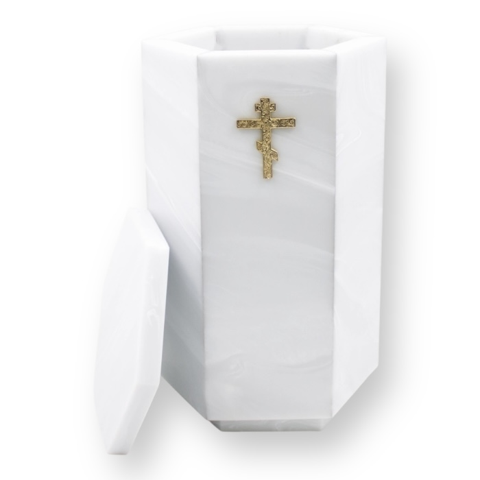 урна для праха Мирта, урна шестигранная, урна с декором, ритуальная урна, урна для захоронения, праховая урна Мирта