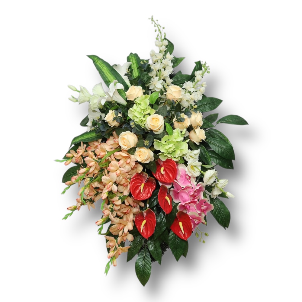 АРТ. ВП-027 Траурный венок из искусственных цветов "Премиум" на похороны 140 см.