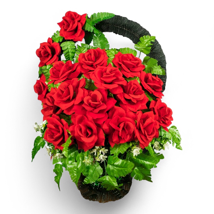 Арт. КИ-018 Корзина заказная на похороны из искусственных цветов 60 см.