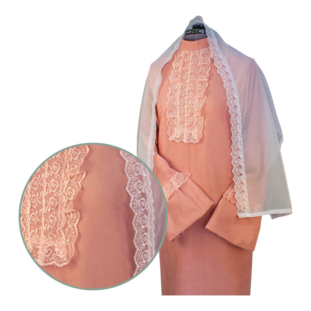 Арт. РО-015 Платье ритуальное "Элит-2" с шарфом, персиковое на похороны 46 размер.