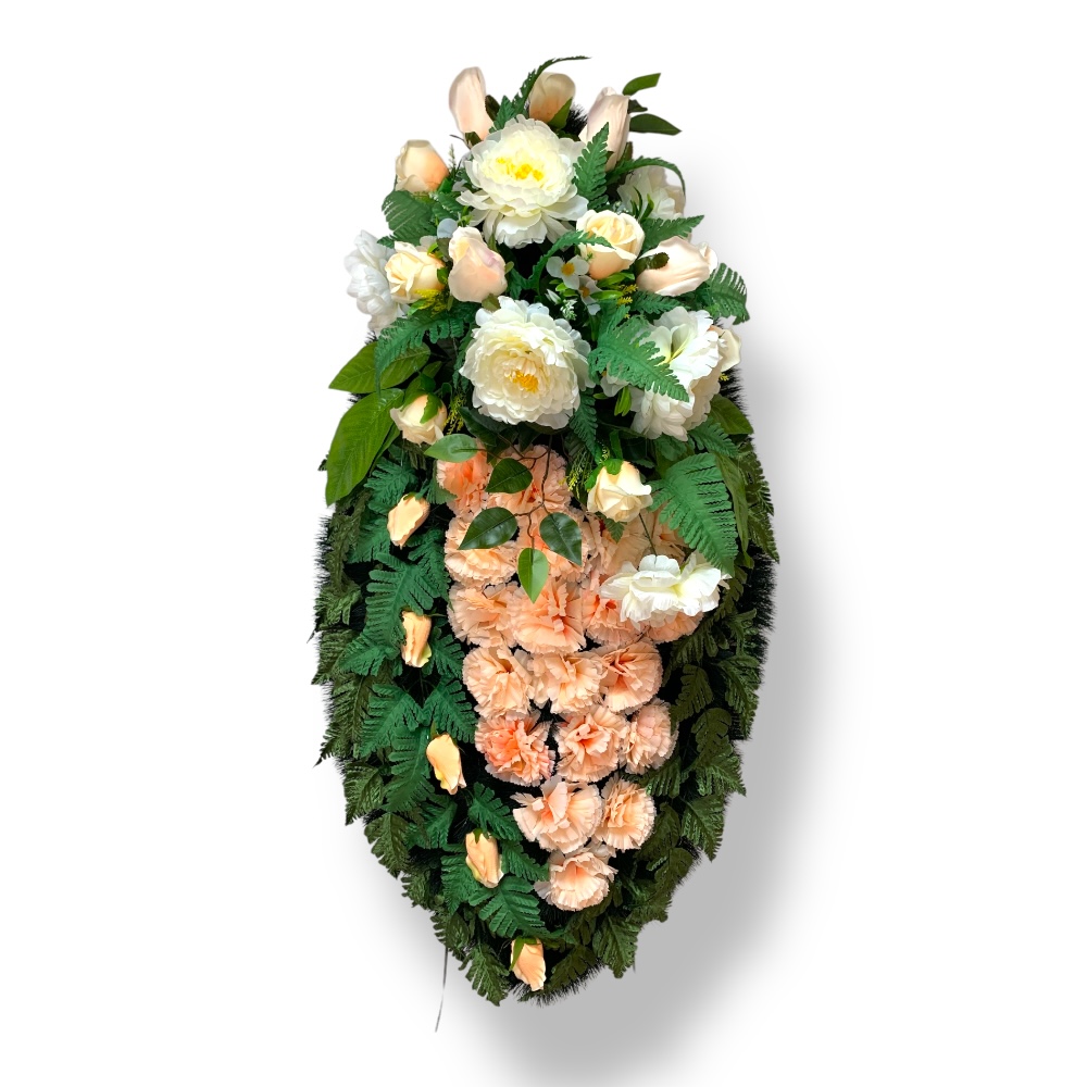 Ритуальный венок, венок на похороны, искусственные цветы, траурный венок, ритуальные принадлежности, венок для церемонии прощания, мемориальный венок, похоронные атрибуты, венок артикул ВИ-094.