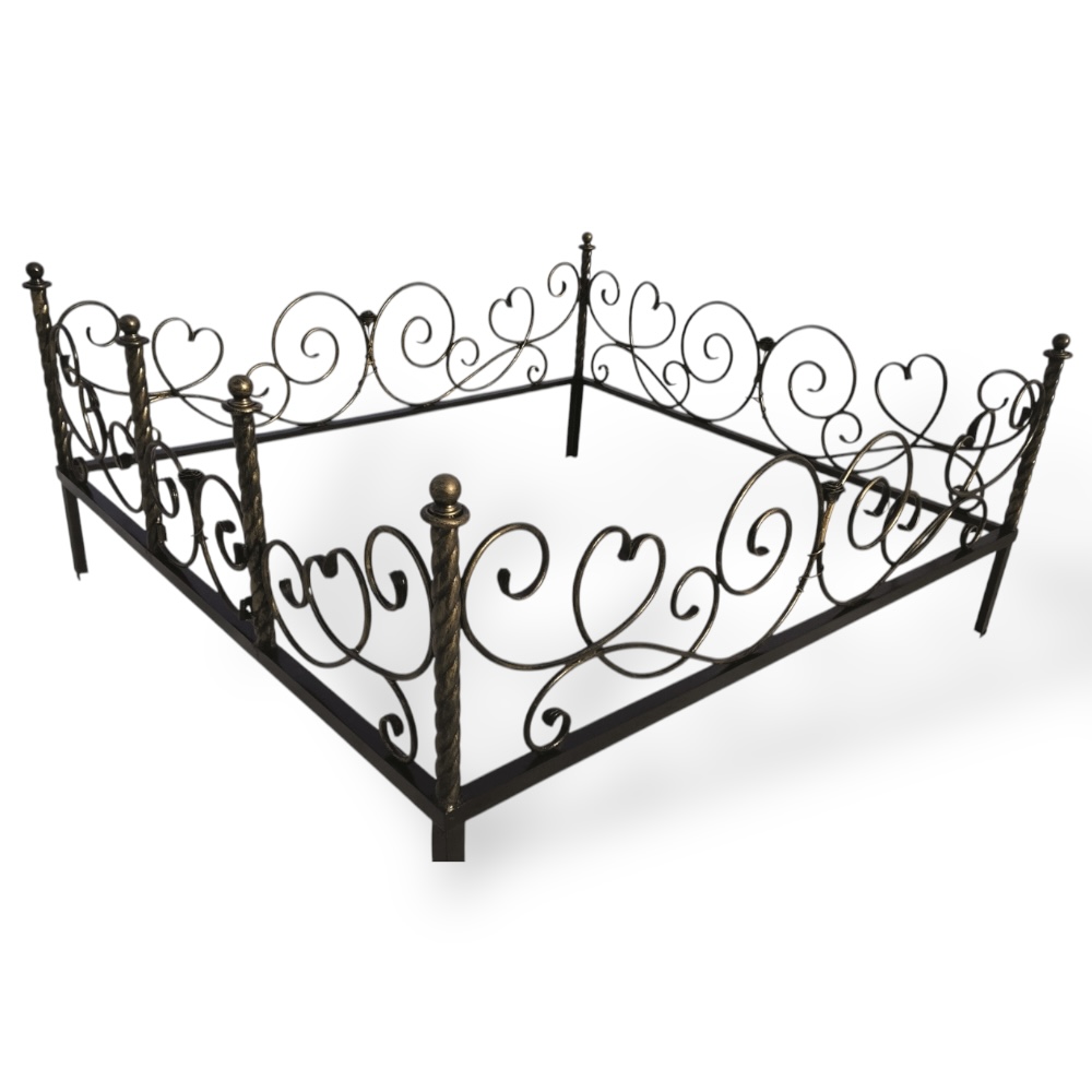 Арт. КО-041 Кованная ограда на могилу Роза 1.8*2.0 м. Hammerite
