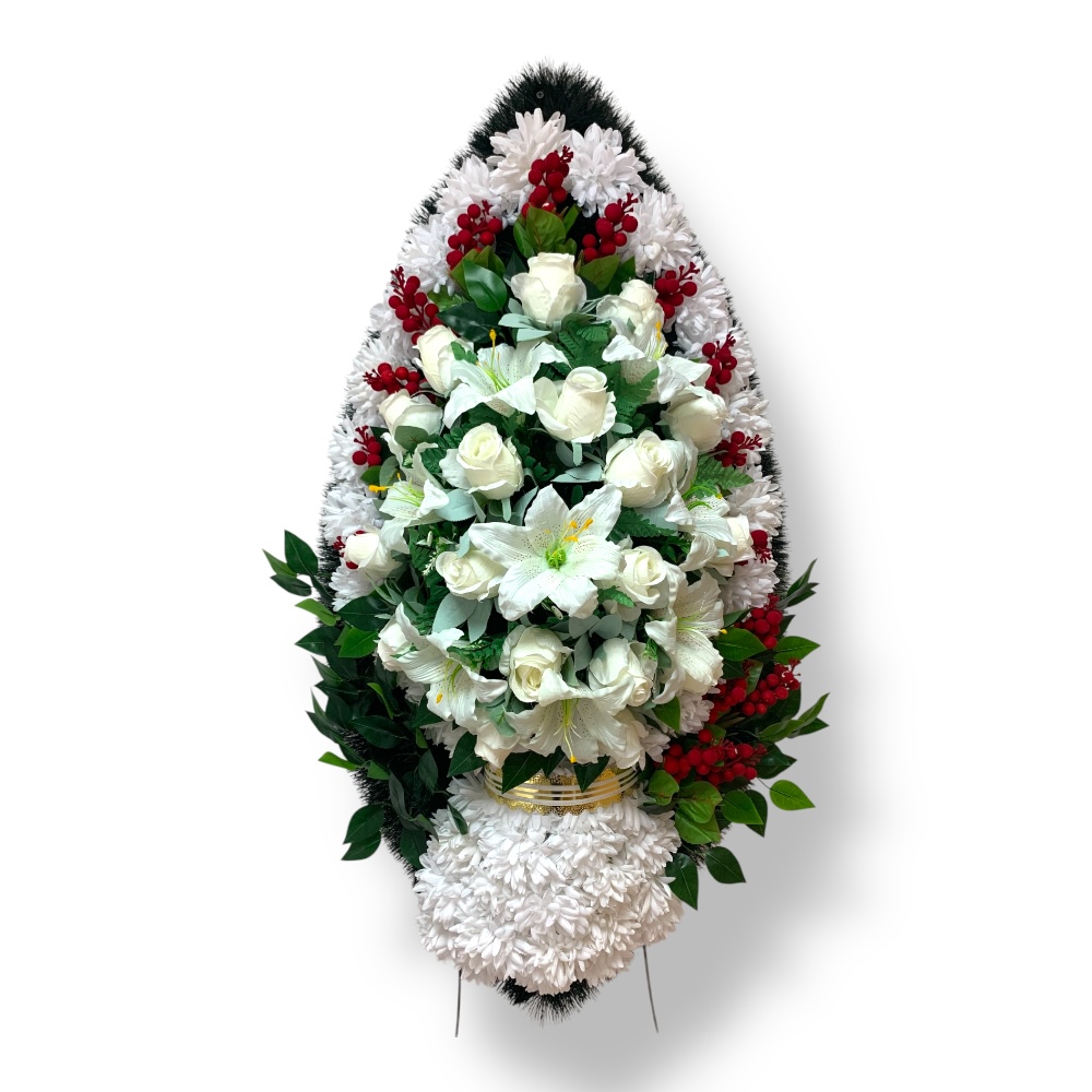 Арт. ВИ-124 Ритуальный венок из искусственных цветов на похороны 100 см.