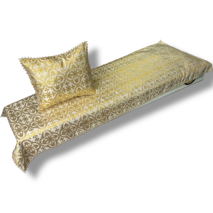 комплект в гроб, подушка покрывало, парча, ритуальные товары, АРТ КР-22 Монарх