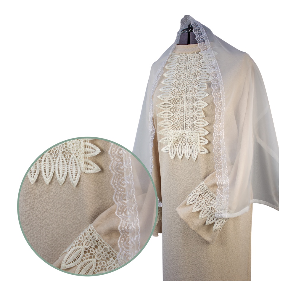 Арт. РО-012 Платье ритуальное "Элит-2" с шарфом, бежевое(трикотаж) на похороны 46 размер.