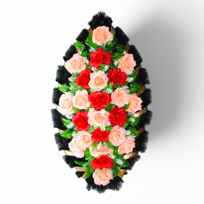 венок на похороны, венок из искусственных цветов, ритуальный венок, траурный венок, похоронный атрибут, венок артикул ВИС-002, искусственные цветы, ритуальные услуги.