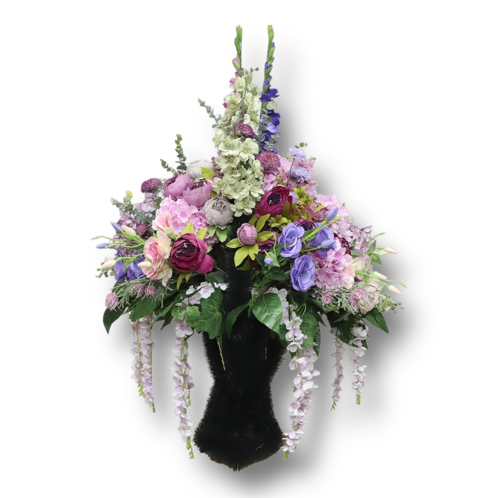 Арт. КИ-053 Корзина премиум из искусственных цветов на похороны 110 см.