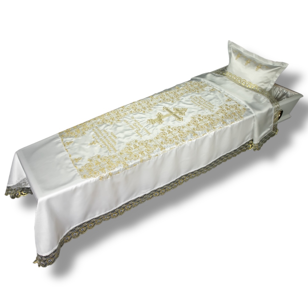 ритуальные комплекты, ритуальная подушка, ритуальное покрывало, парча, ажурные комплекты, гробовые принадлежности, похоронные аксессуары, ритуальные товары.