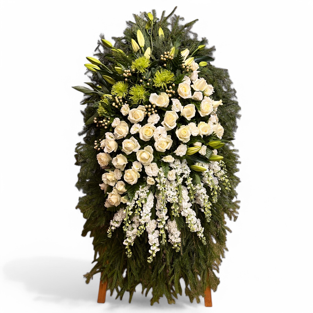 венок на похороны, венок из живых цветов, венок с белыми розами, венок с лилиями, венок с орхидеями, венок с хризантемами, траурный венок, похоронный венок, цветы на похороны.