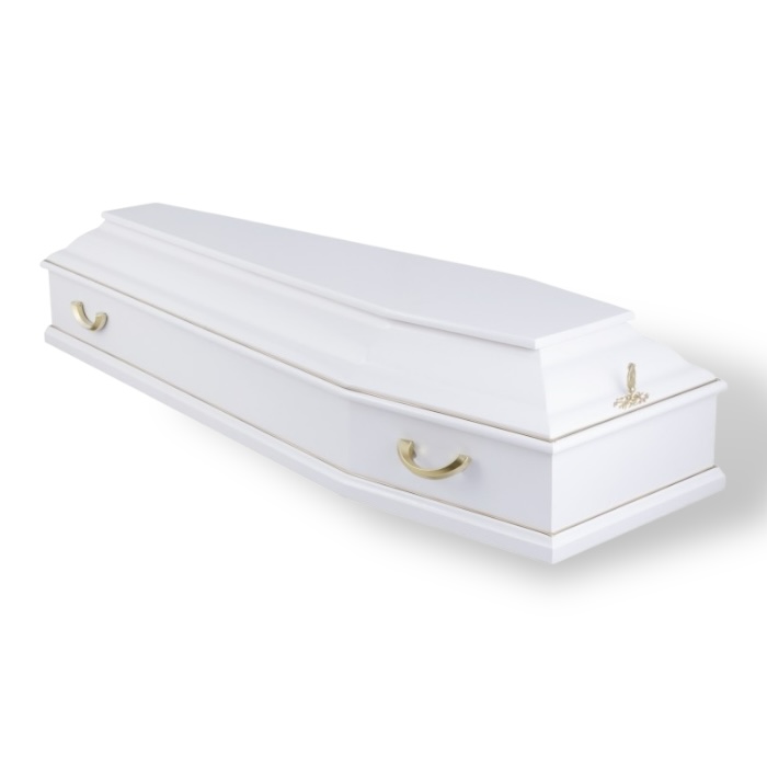 Гроб Б6 Классика 6-ти гранный Лакированный Белый Колода