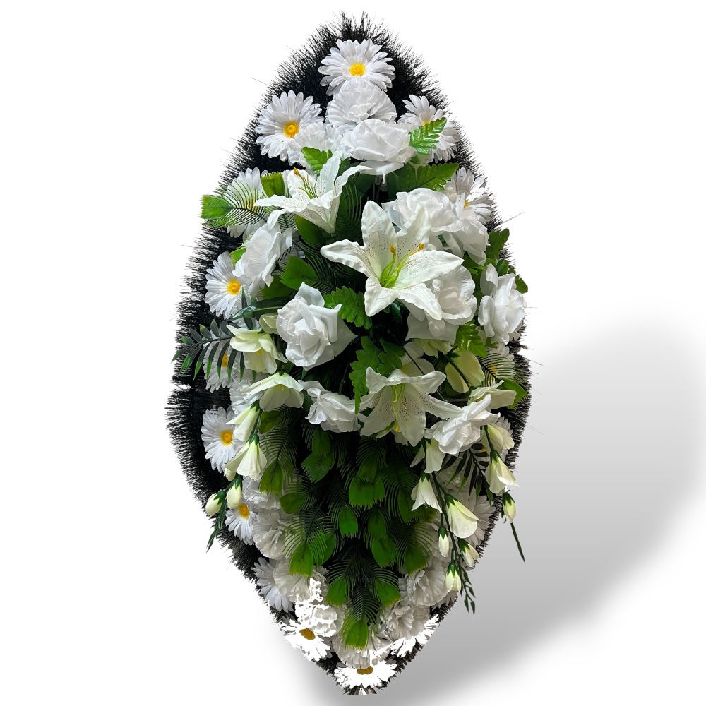 венок на похороны, венок из искусственных цветов, ритуальный венок, траурный венок, похоронные атрибуты, венок артикул ВИЗ-005