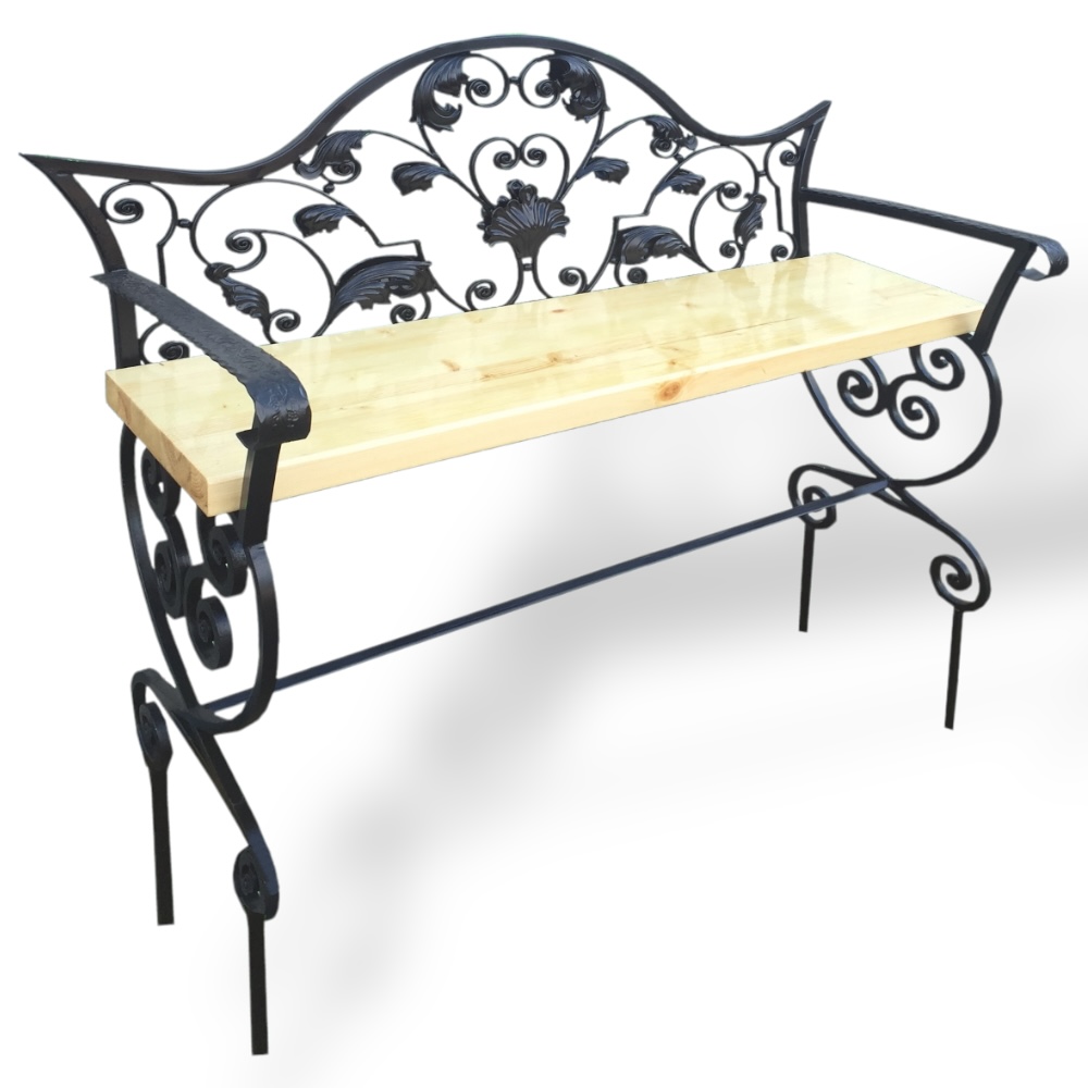 Арт. СМ-017 Лавка кованая Акант на могилу 1000х400 Нитро