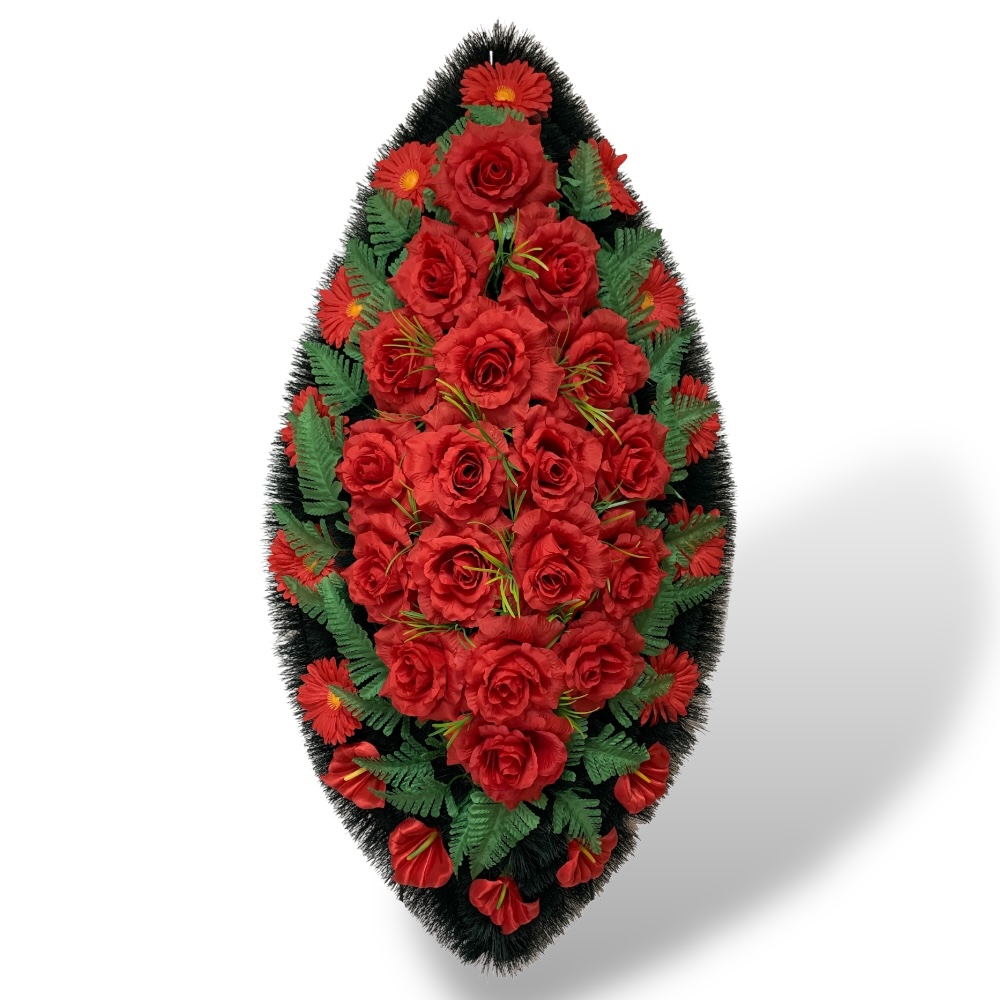 Венок на похороны артикул ВИЗ-014 – искусственные цветы, которые сохранят свой вид надолго. Подчеркните уважение к памяти усопшего с нашим венком. Доставка доступна по доступным ценам.