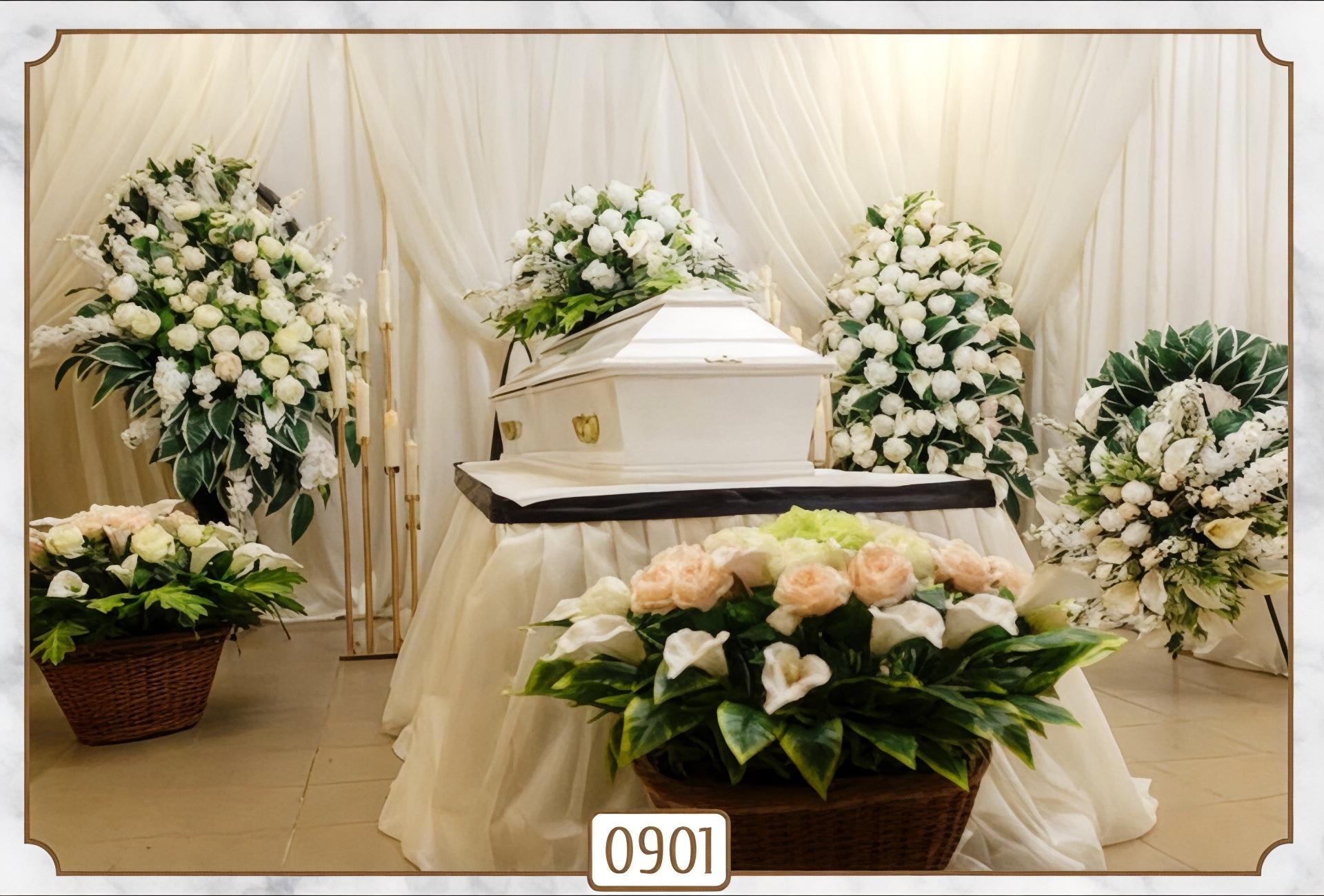 Оформлени траурного зала искусственными цветами "Престиж"