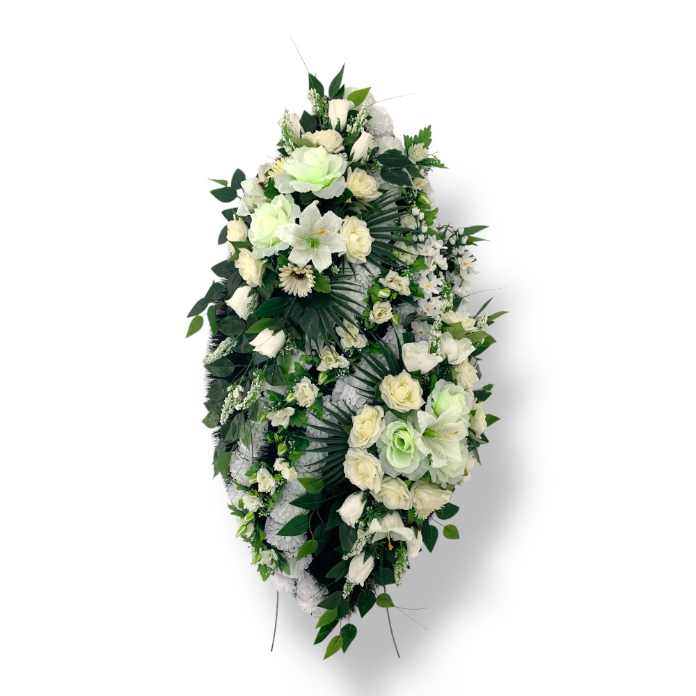 Арт. ВИ-098 Ритуальный венок из искусственных цветов на похороны 100 см.