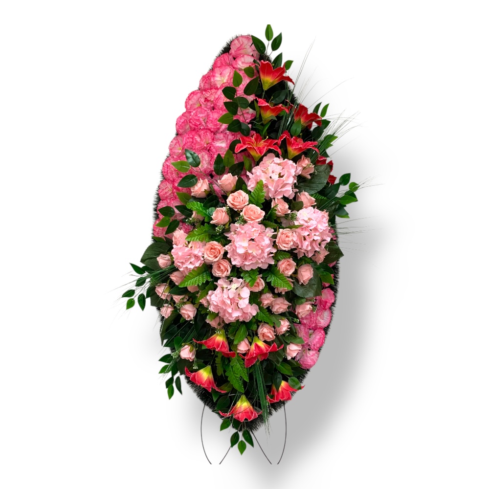 Ритуальный венок из искусственных цветов артикул ВИ-046 – достойное украшение траурной церемонии. Изящные искусственные цветы подчеркнут уважение к памяти усопшего. Заказывайте венок у нас с доставкой по доступным ценам.