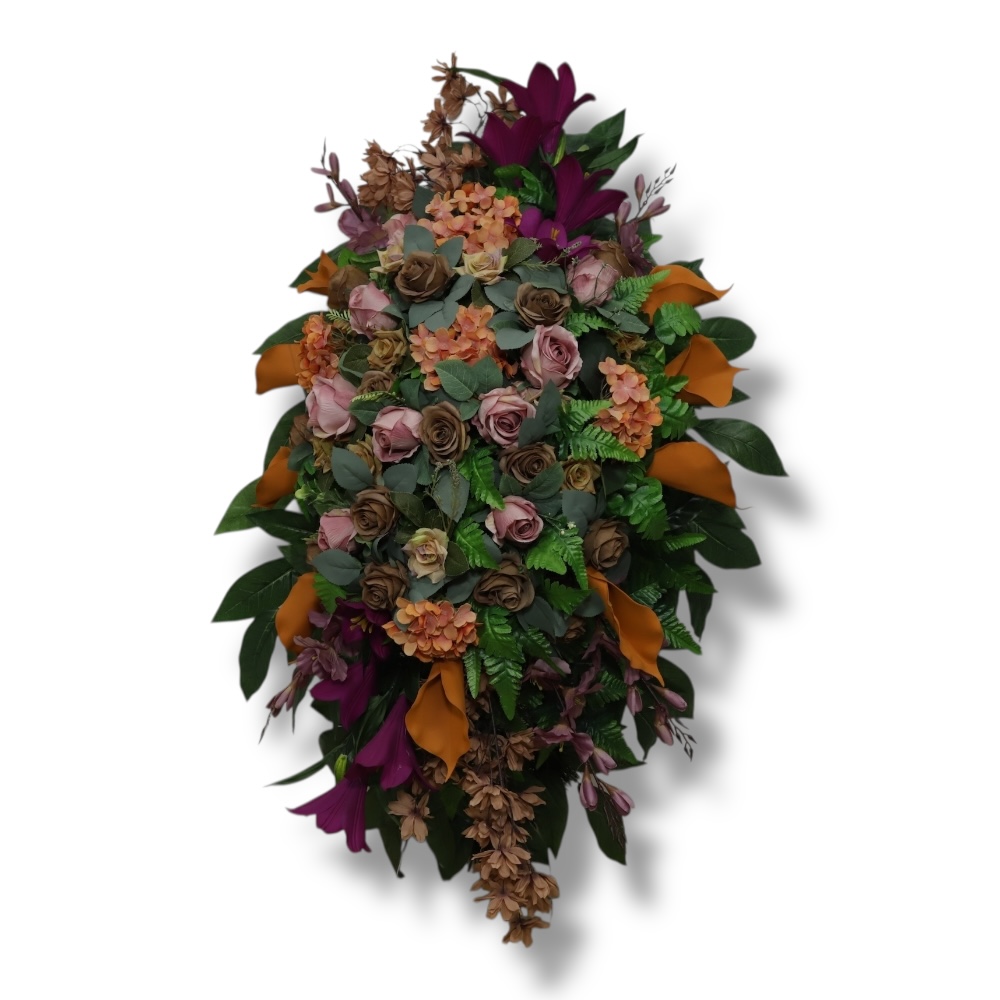 АРТ. ВП-021 Траурный венок из искусственных цветов "Премиум" на похороны 140 см.