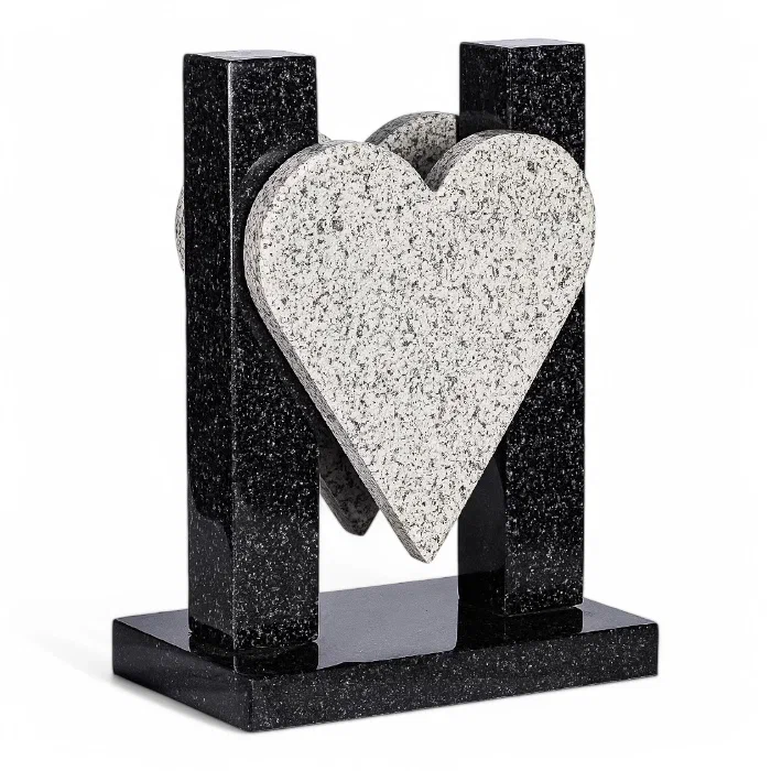 Ваза гранитная, ваза габбро-диабаз, памятник ваза, ритуальная ваза, ваза на могилу, ваза артикул ВГ-001, ваза форма сердца, мемориальные изделия, гранитные изделия, надгробные аксессуары.